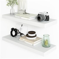 Fixwal White Floating Shelves, 24 x 8in Large and