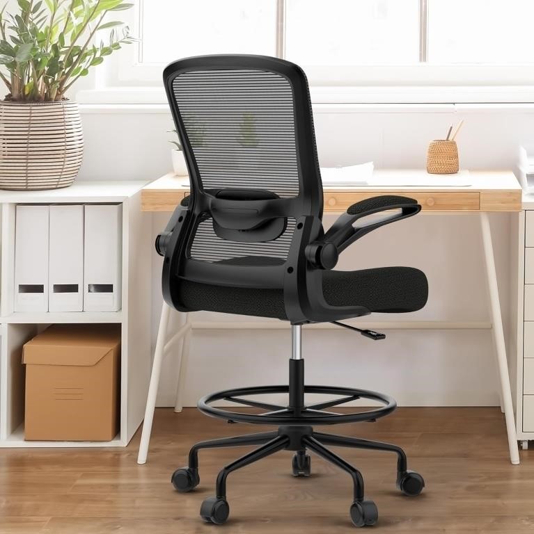 $150  Tall Office Chair with Adjustable Foot-Ring