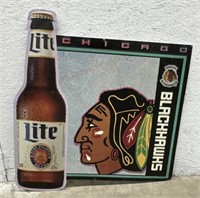 (Q) Tin Bar Wall Decor Chicago Blackhawks &