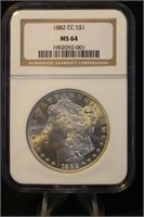 1882-CC MS64 Morgan Silver Dollar NGC Certified