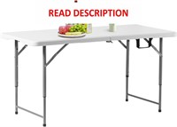 4ft Folding Table  330lb Cap  Adjustable Height
