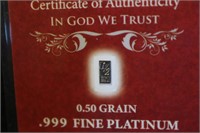 0.50 Grain .999 Platinum Bar