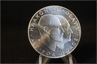 1970 Norway Silver 25 Kroner Coin