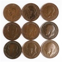 (9) x ANTIQUE FOREIGN COINS