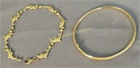 14k Gold Hinged Bracelet, 7.5" Dolphin Bracelet