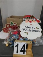 Assorted Holiday Items Includes Santa Door Hanger