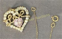 10k Gold Necklace, Heart Pendant Love Diamonds