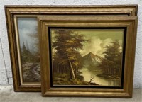 (P) Large Framed Paintings Of Mountainous