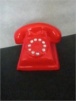 Cute Ceramic Red "Bank" Phone -Missing 1 Stone