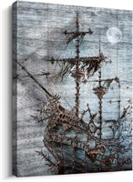 $38  Canvas Wall Art  Ship Painting  16x24in.