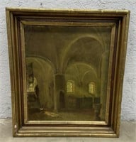 (I) Framed Painting On Canvas Of Church In