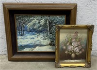 (Q) Framed Painted Wall Decor Includes Winter