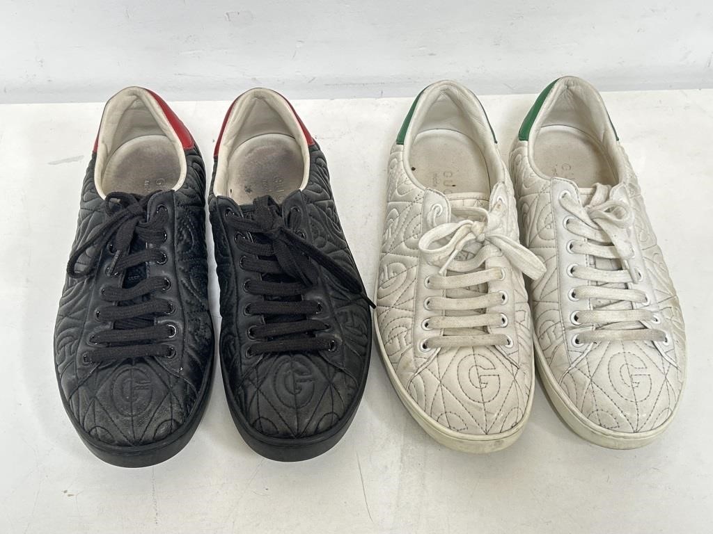 2 pairs men’s designer style sneakers marked