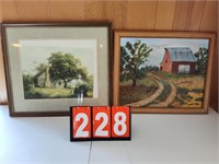 Red Barn Painting /  Farm house Print