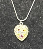 (E) Sterling Silver “Mother” Heart Necklace.
