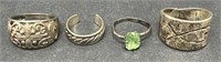 (E) Sterling Silver Decorative Rings. .527ozt