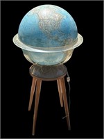 VTG MCM Illuminated globe on walnut stand
