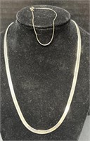 (F) Sterling Silver Herringbone Necklace and