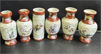 VTG set of 6 hand painted ceramic mini vases