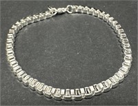 (AQ) Sterling Silver Square Link Bracelet.