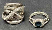 (AQ) Sterling Silver Rings with Diamond Colored