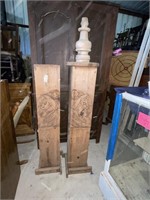 2 Tall Wooden Lamp? Posts Carved Horses