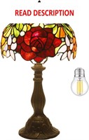 $135  Red Rose Tiffany Lamp  10X10X18 Inches
