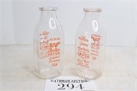 (2) Willow Farms Milk Bottles from LaGrange, IL