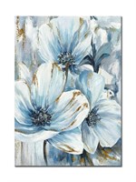 Novup Blue and White Flower Wall Art Blooming Flor