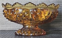 (P) Fenton Amber Glass Hobnail Bowl, 6.5" Wide x