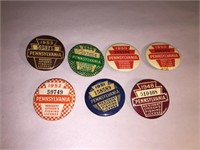 VINTAGE PENNSYLVANIA FISHING LICESE BUTTONS LOT
