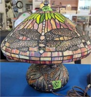 Stained Glass Dragonfly Table Lamp. Shade Is 16"