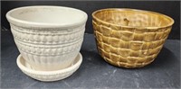 (AJ) Ceramic Pots
 Brown Basket Woven Pot