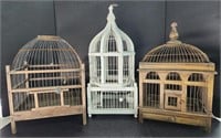 (AJ) Wooden Bird Cages, White- 21" H x