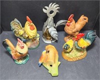 (AJ) Rooster Figures, Rooster Light, Bird House