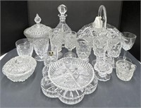 (X) Clear Glass: Decanter, Candy Dish, Assorted