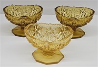 (X) Kemple Wheaton Amber Glass Candle Holders And