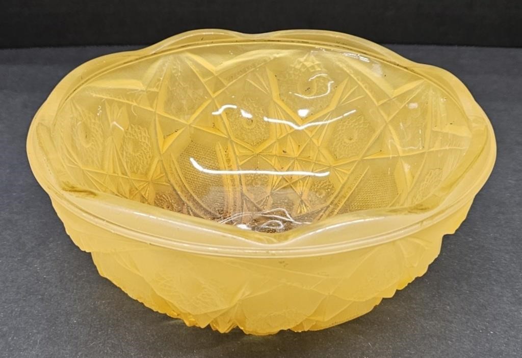 (X) Frosted Marigold Decorative Bowl 3.5" By 8".