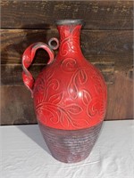 Very Large Red Ceramic Decorative Vase