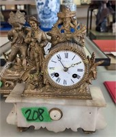 2 French Japy Freres Figural Clocks. Boy Carrying