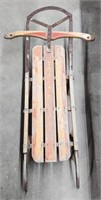 (Q) Wooden Snow Sled w/ Metal Treads