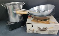 (T) Sears Cooking Wok, Aluminum Pot, Vintage