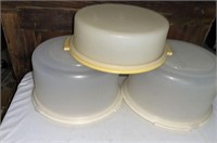 3 Vintage Large Cake & Pie Tupperware Containers