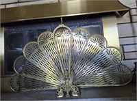 Vintage Retractable Brass Fan Fireplace Screen