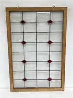 Vintage leaded Stained Glass framed hanging panel