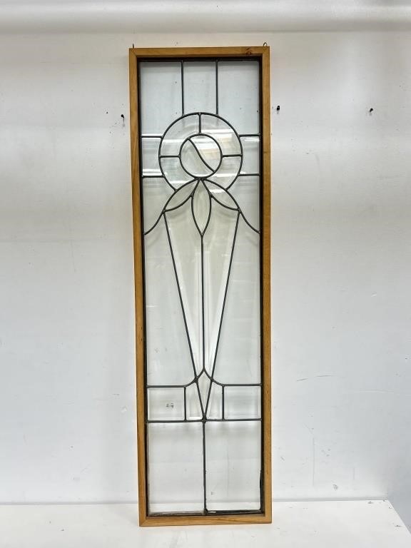 Vintage Stained Glass Beveled framed Panel