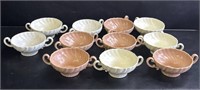 11 vintage USA pottery tea cups