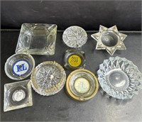 Group of 9 vintage glass ashtrays