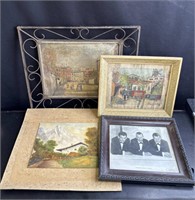 4 vintage framed signed oil paintings