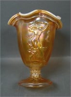 Fenton Peach Opal Dancing Ladies Ruffled Vase